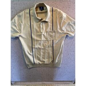 Ben Sherman Polo Sweater Shirt Men Large Stripe Retro Knit Banded Waist Mod